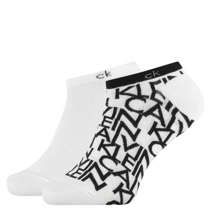 CALVIN KLEIN 2 paires Socquettes Homme MicroCoton CALVIN Blanc