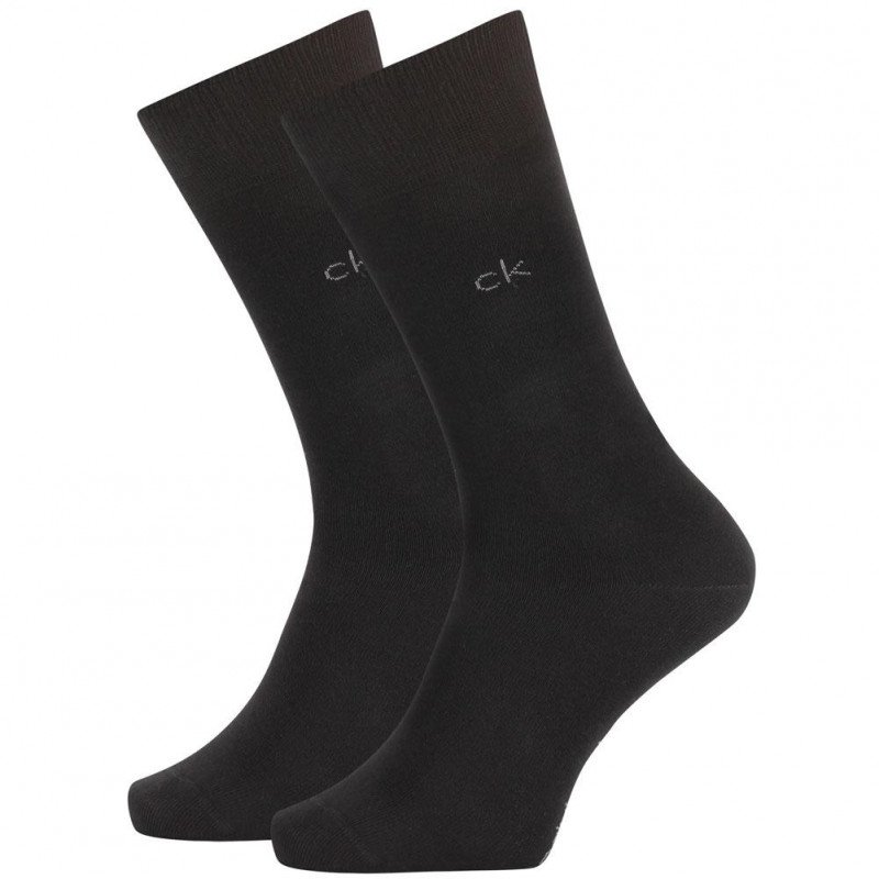 CALVIN KLEIN Lot de 2 paires de Chaussettes Homme Coton CASUAL FLATKNIT Noir