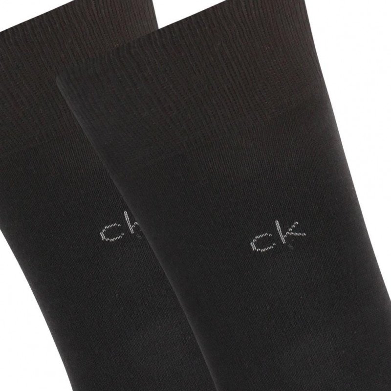 CALVIN KLEIN Lot de 2 paires de Chaussettes Homme Coton CASUAL FLATKNIT Noir