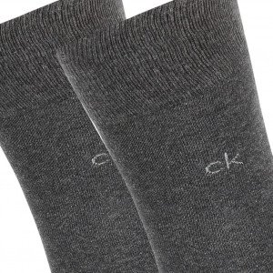 CALVIN KLEIN 2 paires Chaussettes Homme CASUAL FLATKNIT Anthracit