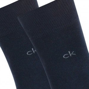 CALVIN KLEIN 2 paires Chaussettes Homme Coton CASFLATKNIT Marine