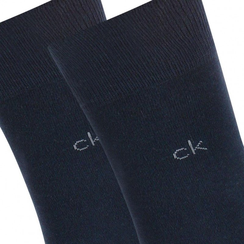 CALVIN KLEIN Lot 2 paires de Chaussettes Homme Coton CASUAL FLATKNIT Marine