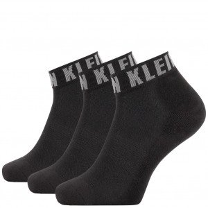CALVIN KLEIN Lot 3 paires Socquettes Homme Coton LOGO CUFF Noir