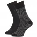 CALVIN KLEIN Lot 2 paires de Chaussettes Homme Coton FINE STRIPED Noir