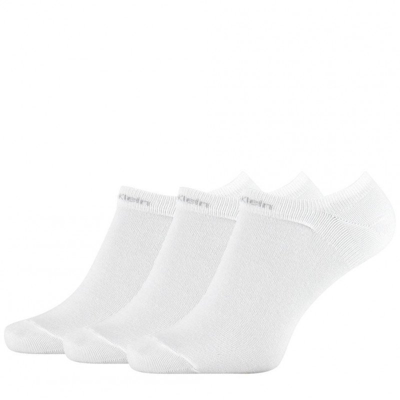 CALVIN KLEIN Lot 3 paires de Socquettes Homme MicroCoton CUSHION Blanc