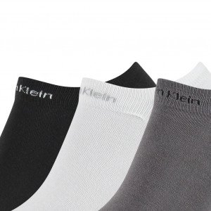 CALVIN KLEIN 3 paires Socquettes Homme CUSHION Noir Blanc Gris