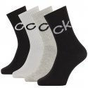 CALVIN KLEIN Coffret 4 paires de Chaussettes Homme Coton LOGO Noir Gris Blanc