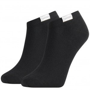 CALVIN KLEIN 2 paires de socquettes Femme Coton Bio ORGANIC Noir