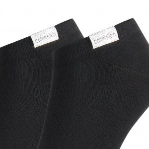 CALVIN KLEIN 2 paires de socquettes Femme Coton Bio ORGANIC Noir