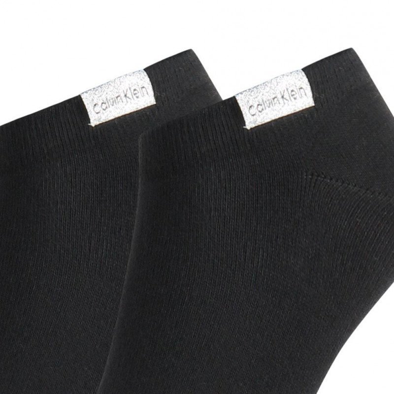 CALVIN KLEIN Lot 2 paires de socquettes Femme Coton Bio ORGANIC Noir