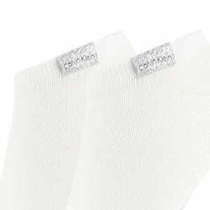 CALVIN KLEIN 2 paires socquettes Femme Coton Bio ORGANIC Blanc