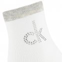 CALVIN KLEIN Socquettes Femme Coton CRYSTAL LOGO Blanc