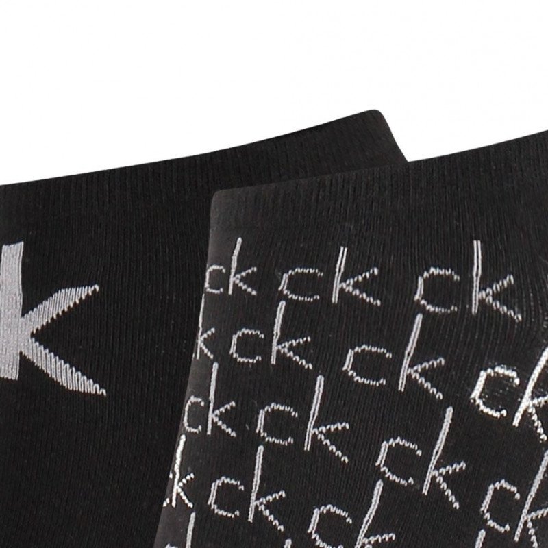 LOT DE 2 Socquettes Chaussettes Femme REPEAT LOGO Noir et Gris