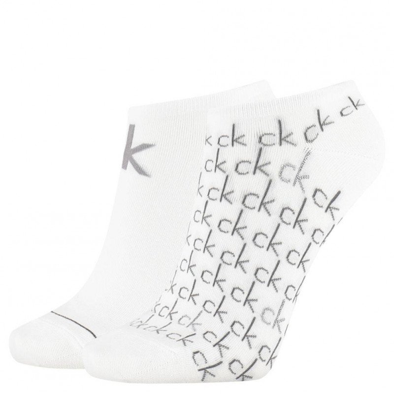LOT DE 2 Socquettes Chaussettes Femme REPEAT LOGO Blanc et Gris