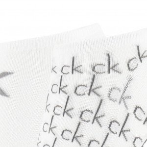 CALVIN KLEIN Lot 2 paires socquettes Femme REPEAT LOGO Blanc