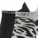 CALVIN KLEIN Lot 2 paires de socquettes Femme MicroCoton LEOPARD BACK Gris