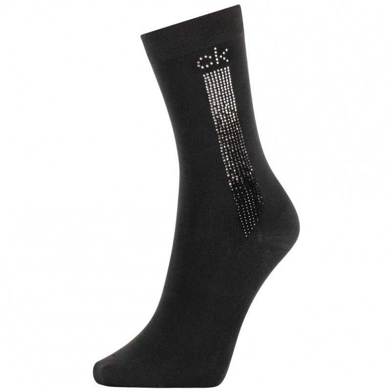 CALVIN KLEIN Chaussettes Femme Viscose CRYSTAL LOGO Noir Argent