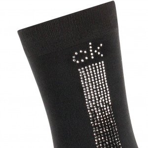 CALVIN KLEIN Chaussettes Femme Viscose CRYSTAL LOGO Noir Argent