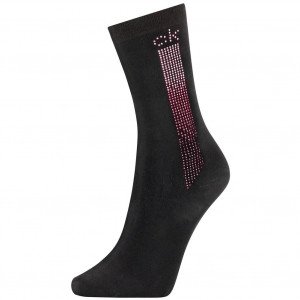CALVIN KLEIN Chaussettes Femme Viscose CRYSTAL LOGO Noir Rose