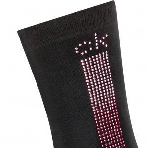 CALVIN KLEIN Chaussettes Femme Viscose CRYSTAL LOGO Noir Rose