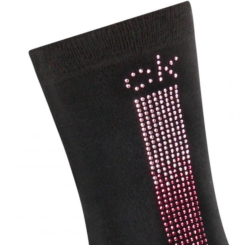CALVIN KLEIN Chaussettes Femme Viscose CRYSTAL LOGO Noir Rose