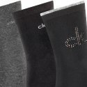 CALVIN KLEIN Coffret 3 paires de Chaussettes Femme Coton CRYSTAL LOGO Noir