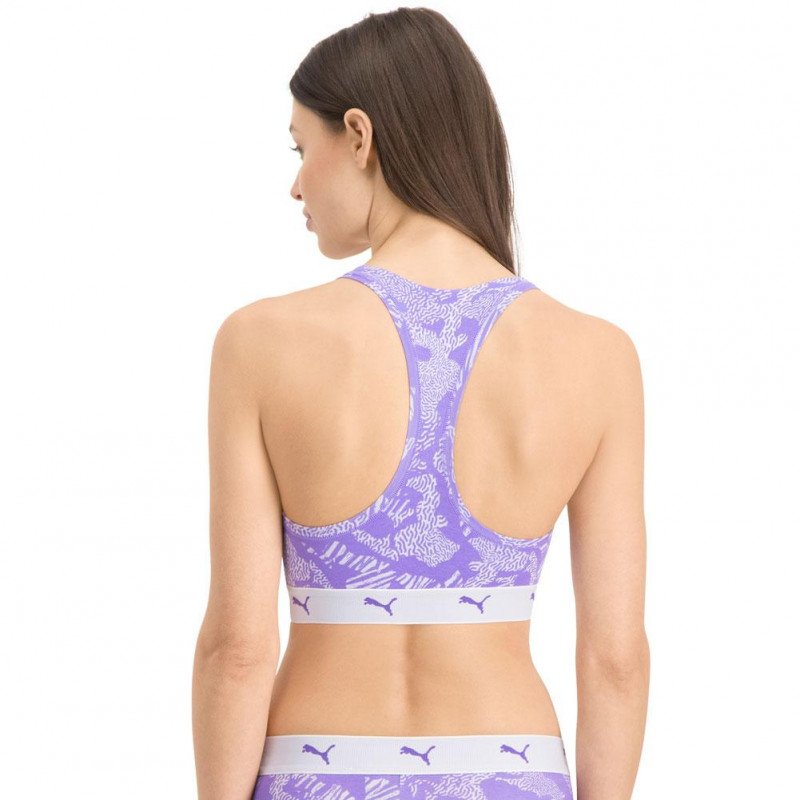 PUMA Brassière Femme Coton AOP Purple