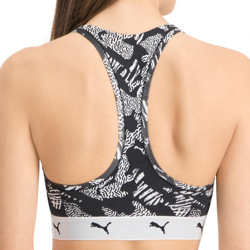 PUMA Brassière Femme Coton AOP Noir