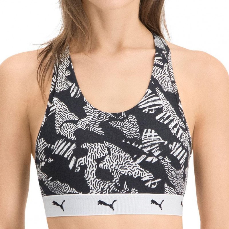 PUMA Brassière Femme Coton AOP Noir