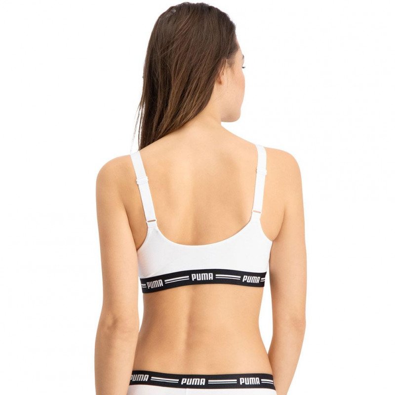 PUMA Brassière coquée Femme Coton ICONIC TOP Blanc