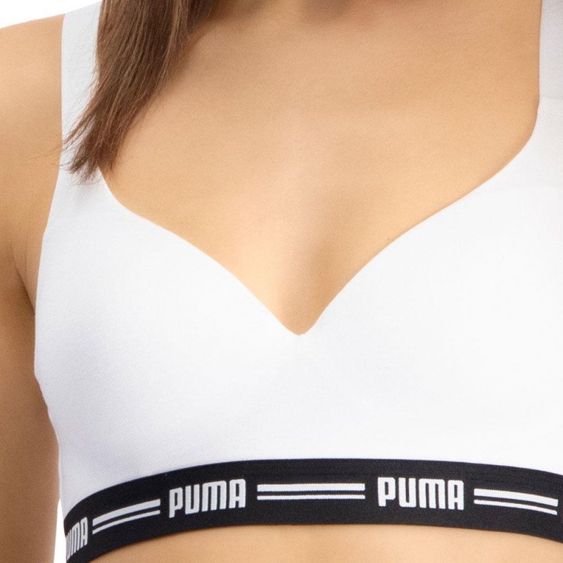 PUMA Brassière coquée Femme Coton ICONIC TOP Blanc