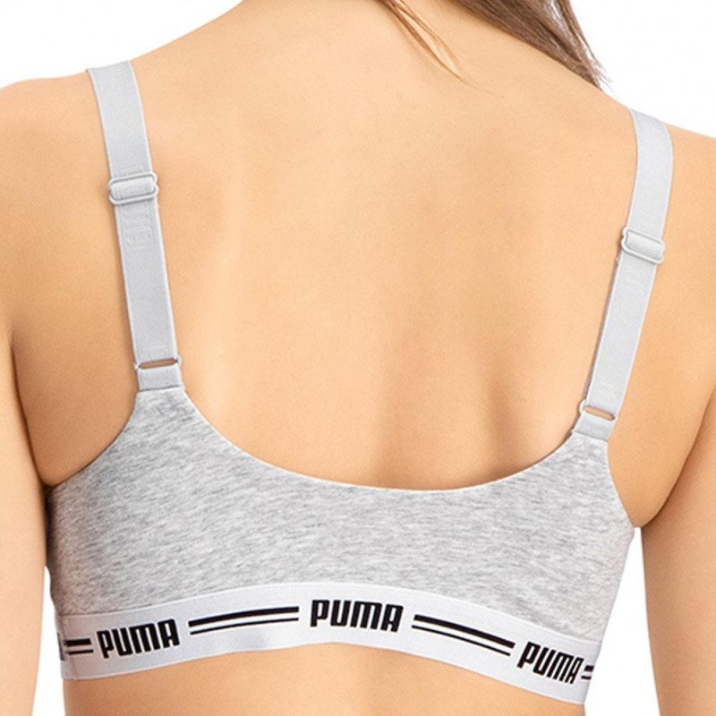 PUMA Brassière coquée Femme Coton ICONIC TOP Souris chiné