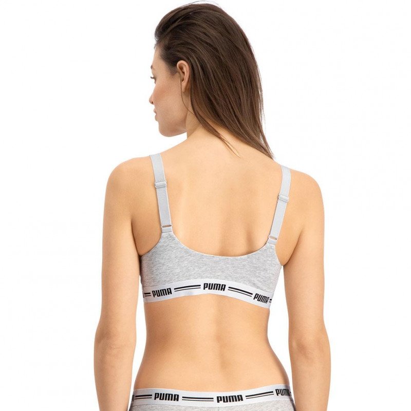 PUMA Brassière coquée Femme Coton ICONIC TOP Souris chiné