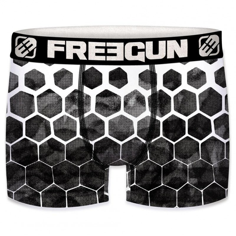 FREEGUN Boxer Homme Microfibre HEX Noir Blanc PREMIUM