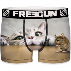 FREEGUN Boxer Homme Microfibre CAT Gris PREMIUM
