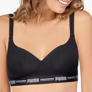 PUMA Brassière coquée Femme Coton ICONIC TOP Noir