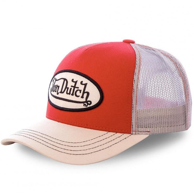 VON DUTCH Casquette Homme Microfibre COL RED Rouge Beige