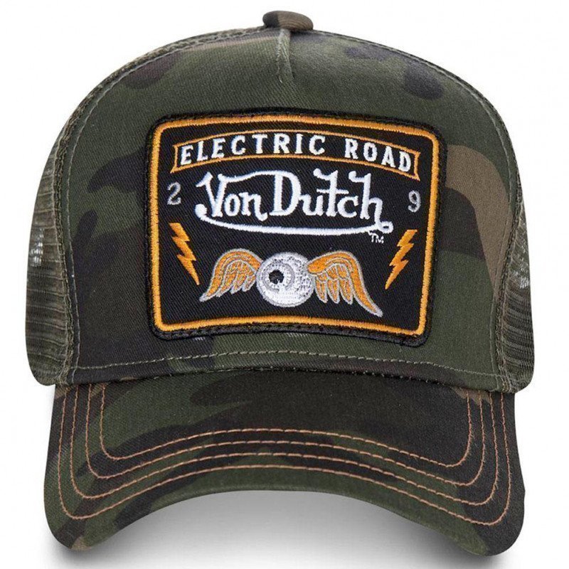 VON DUTCH Casquette Homme Microfibre SQUARE 4 Vert Camouflage