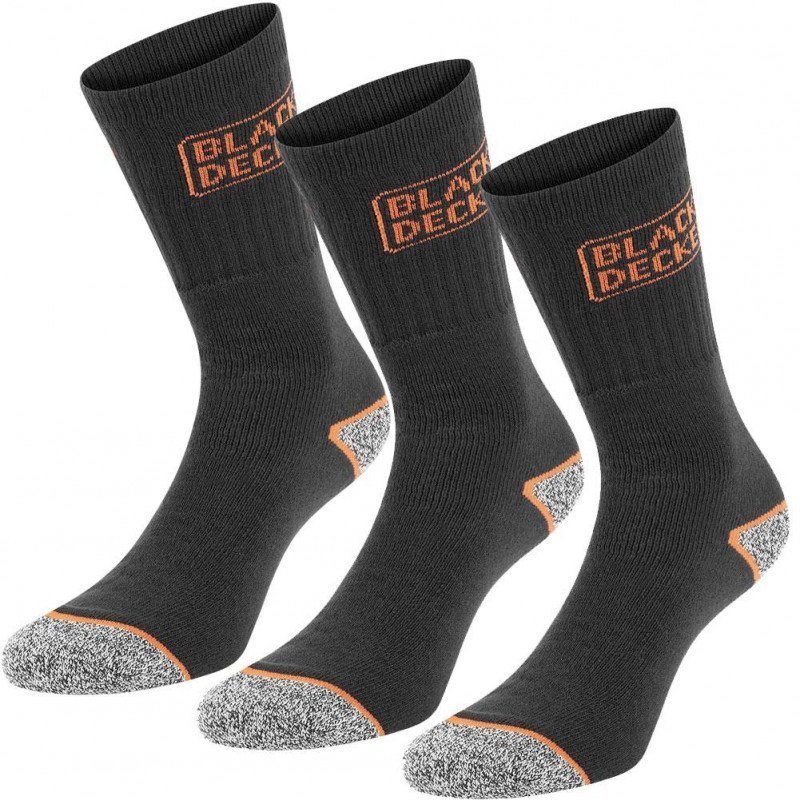 BLACK & DECKER Lot de 3 paires de Chaussettes Homme Microcoton TEK2 Noir