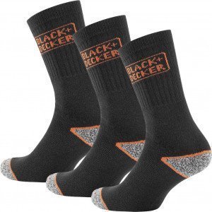 BLACK & DECKER 3 paires de Chaussettes Homme Microcoton TEK2 Noir