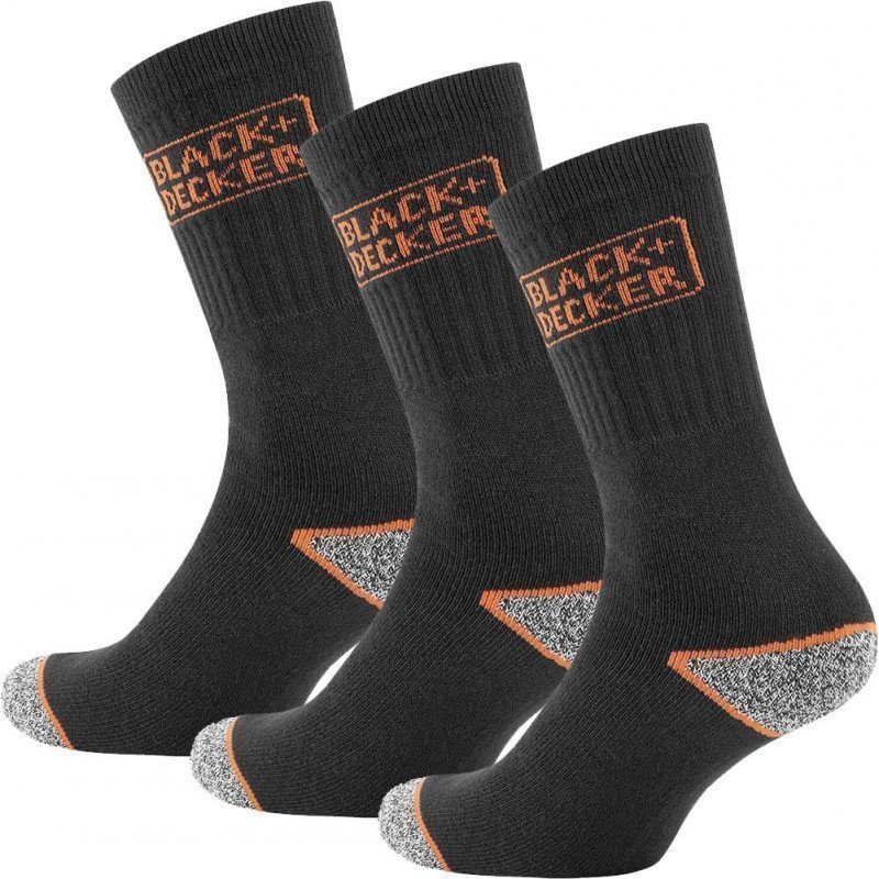 BLACK & DECKER Lot de 3 paires de Chaussettes Homme Microcoton TEK2 Noir