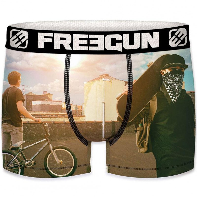 FREEGUN Boxer Homme Microfibre TOI Marron Noir PREMIUM