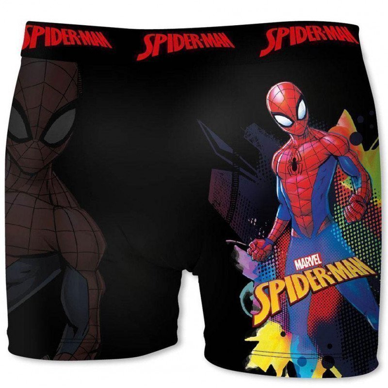 MARVEL Boxer Homme Microfibre SPID04 Noir Rouge SPIDERMAN