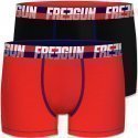 FREEGUN Lot de 2 Boxers Homme Microfibre BMX2ASS4 Noir Rouge