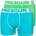 FREEGUN Lot de 2 Boxers Homme MicroCoton BCX2ASS Bleu Vert FRESH