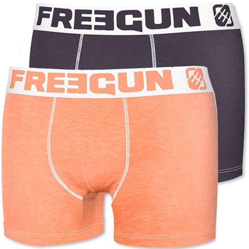 FREEGUN Lot de 2 Boxers Homme MicroCoton BCX2ASS Orange Gris FRESH