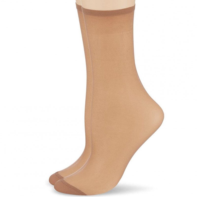 LOT DE 2 Socquettes Chaussettes Femme ESSENTIELS Marron et Daim