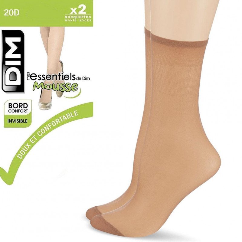 DIM Lot de 2 paires de Socquettes Femme Microfibre ESSENTIELS Daim 20D