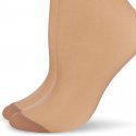 LOT DE 2 Socquettes Chaussettes Femme ESSENTIELS Marron et Daim