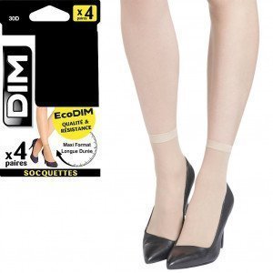DIM 4 paires de Socquettes Femme Microfibre ECODIM Capri 30D